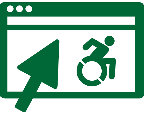 A monitor with a cursor and the accessible symbol