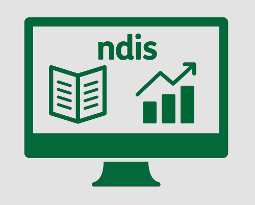 A monitor with 'ndis', a document, and a graph.