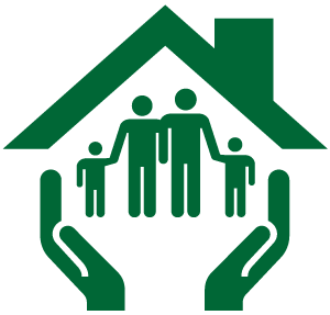 Hands holding a family in a home