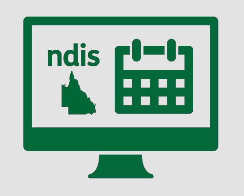 A monitor with the 'ndis', the state of Queensland, and a calendar. 