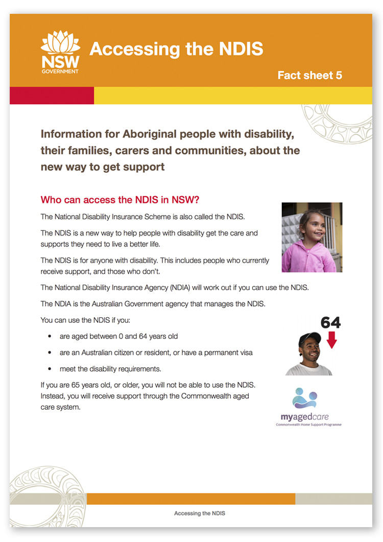 Screenshot of page 1 of the Accessing the NDIS Fact sheet 5