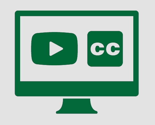 Monitor with a video and the closed captions symbol.
