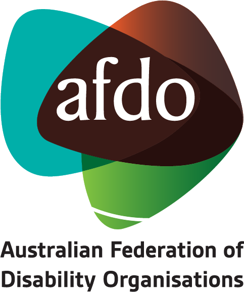 The AFDO logo with Australian Federation of Disability Organisations below