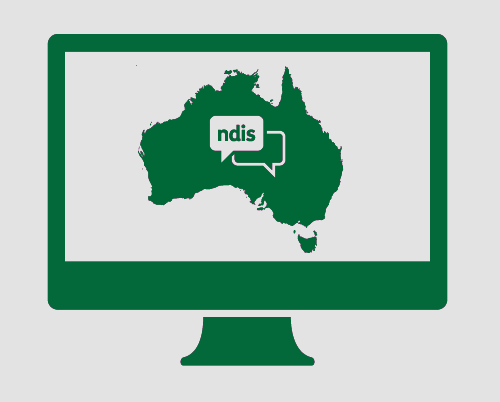 A monitor with Australia and a conversation about the NDIS in it. 
