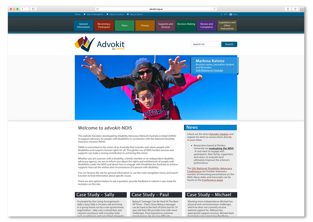 Screenshot of the Advokit homepage.
