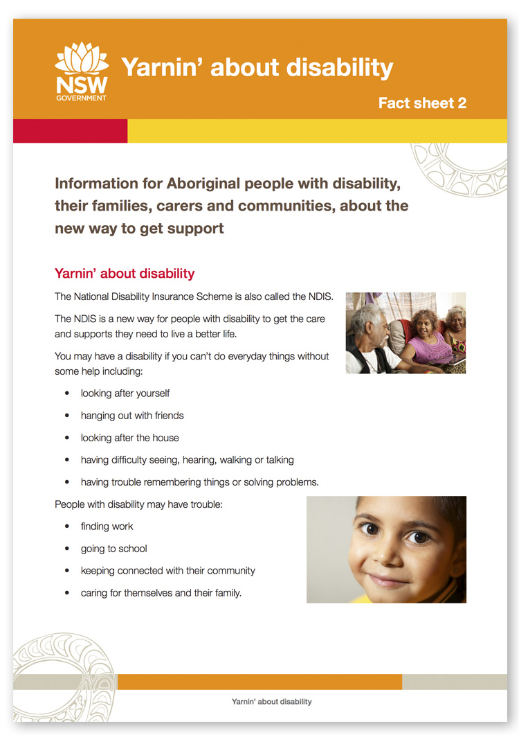 Screenshot of page 2 of the Yarnin' about disability Fact sheet 2