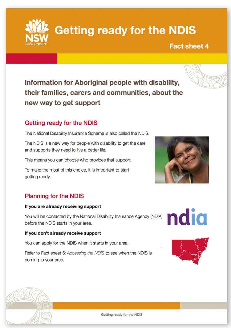 Screenshot of page 1 of the Getting ready for the NDIS Fact sheet 4