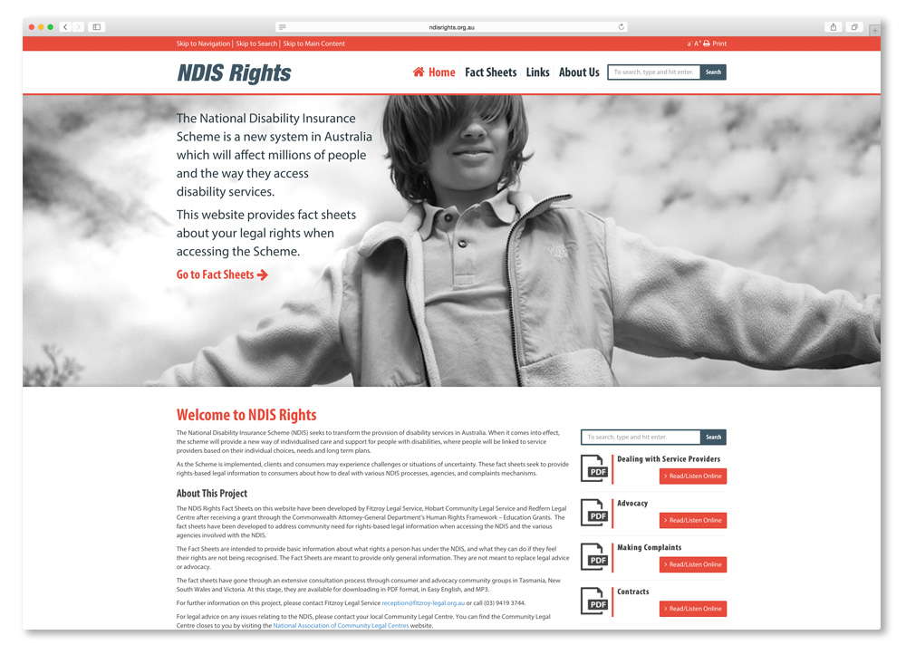 Screenshot of the NDIS Rights homepage.